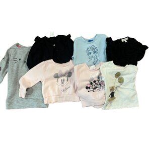 Lot of 7 - Disney Minnie Mouse Frozen Hello Kitty - 18 Months Shirts Long Sleeve